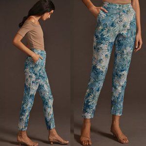 Anthropologie Blue Floral Trousers